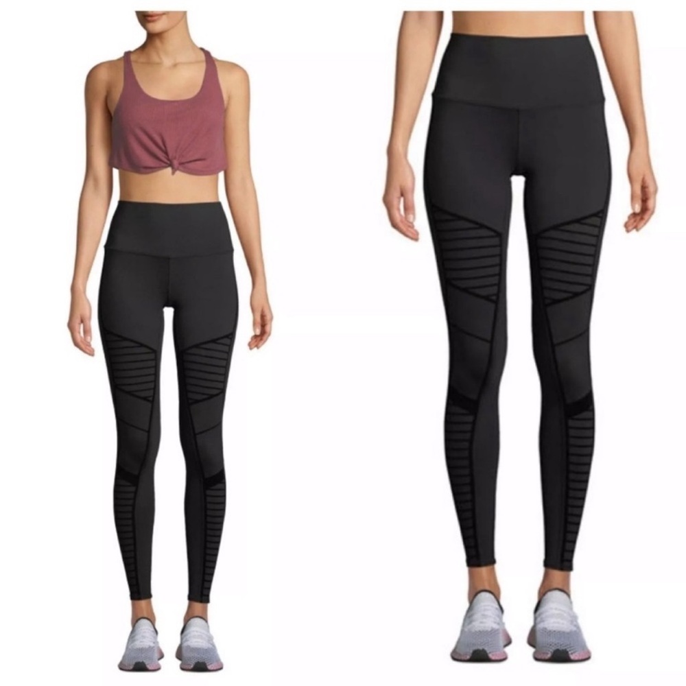 NWOT- Alo Yoga Flocked High Waisted Moto
Leggings Black Velvet - XXS